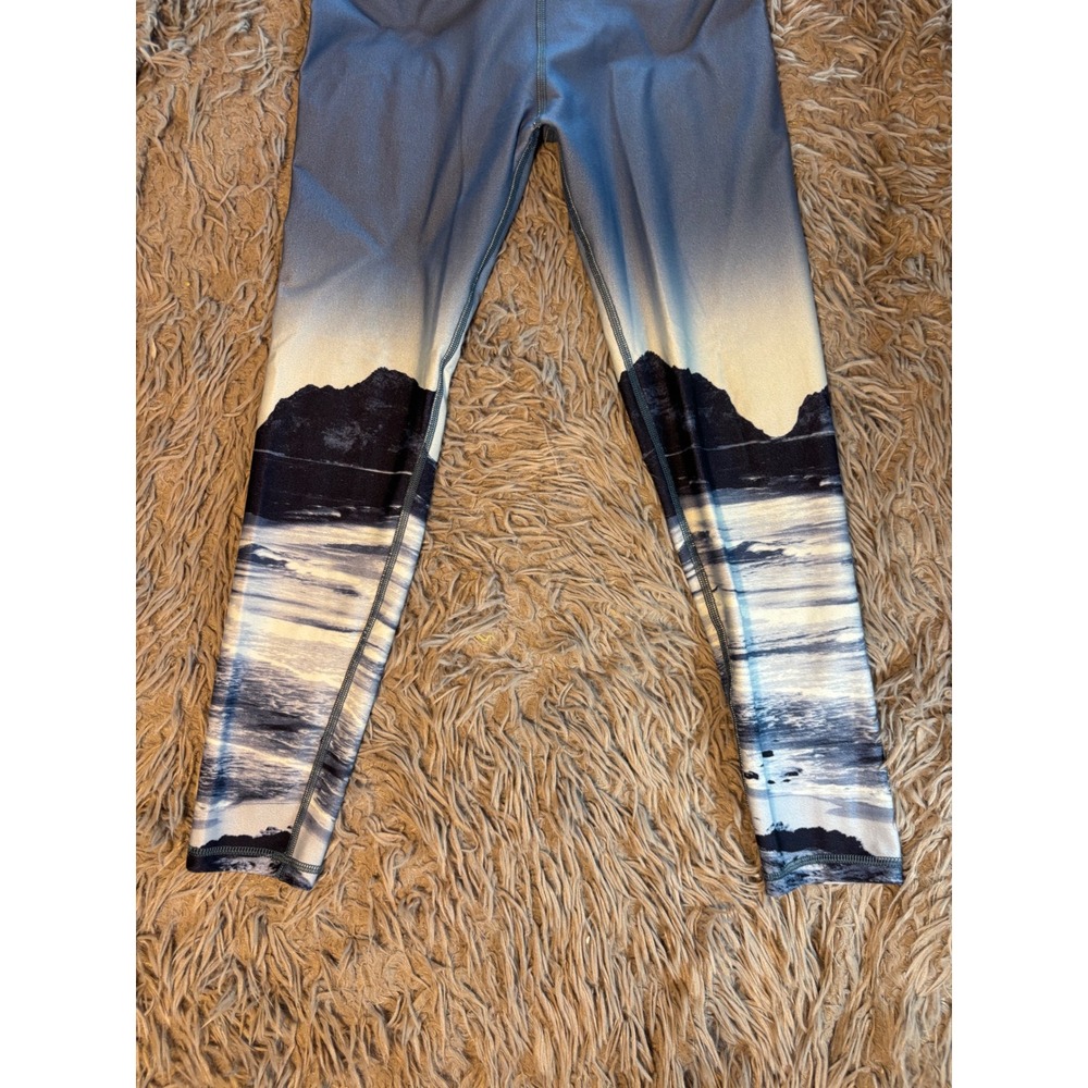 Aerie Chill Play Move Blue Mountain Landscape Print High Waisted Leggings M